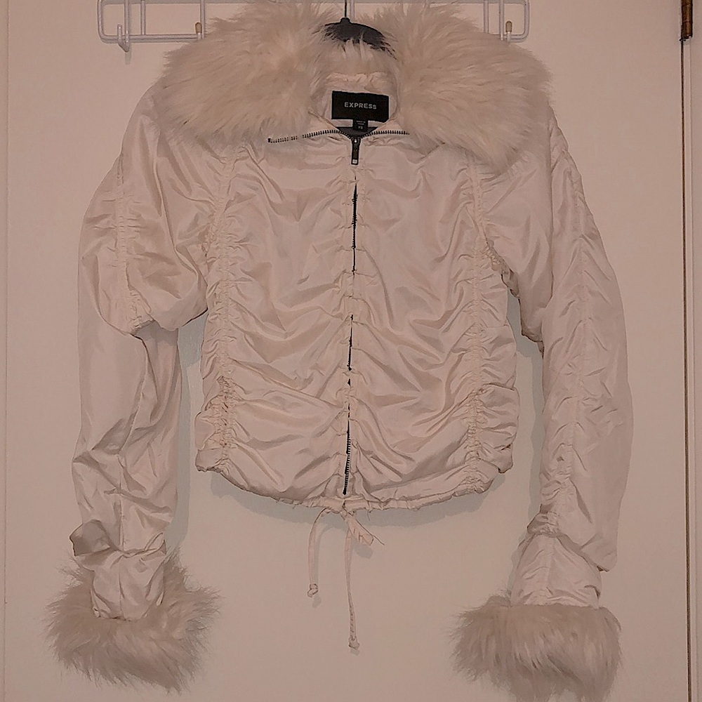Express jacket with faux fur trim